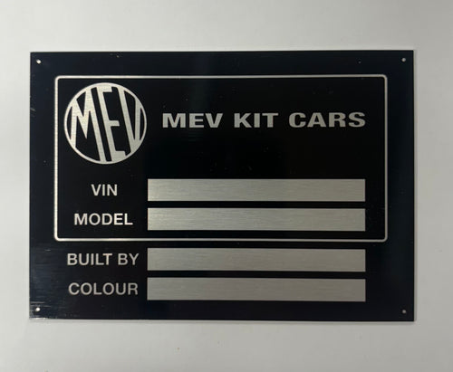 MEV Manufacturers (VIN) Plate